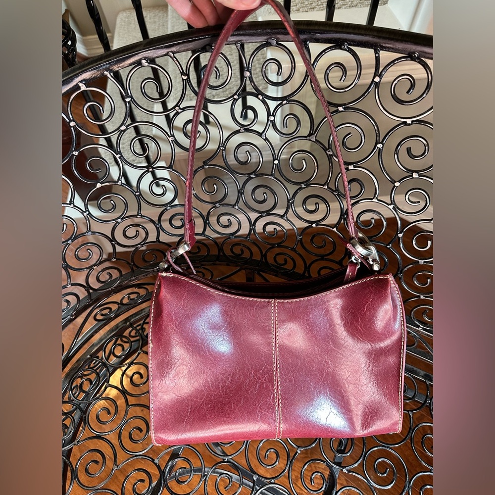 Liz Claiborne Shiny Burgundy Shoulder Bag